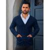 imageRuncati Mens Cardigan Sweaters V Neck Button Down Long Sleeve Casual Cardigan Slim Fit Knit Sweater with PocketsNavy