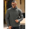 imageRuncati Mens Chunky Turtleneck Sweaters Cable Knitted Casual Slim Fit Fall Winter Warm Pullover SweaterGray