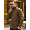 imageRuncati Mens Chunky Turtleneck Sweaters Cable Knitted Casual Slim Fit Fall Winter Warm Pullover SweaterKhaki