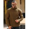 imageRuncati Mens Chunky Turtleneck Sweaters Cable Knitted Casual Slim Fit Fall Winter Warm Pullover SweaterKhaki