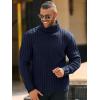 imageRuncati Mens Chunky Turtleneck Sweaters Cable Knitted Casual Slim Fit Fall Winter Warm Pullover SweaterNavy