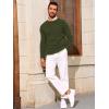 imageRuncati Mens Crewneck Sweater Casual Textured Knitted Thermal Pullover SweatersArmy Green