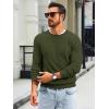 imageRuncati Mens Crewneck Sweater Casual Textured Knitted Thermal Pullover SweatersArmy Green