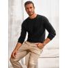 imageRuncati Mens Crewneck Sweater Casual Textured Knitted Thermal Pullover SweatersBlack