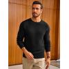 imageRuncati Mens Crewneck Sweater Casual Textured Knitted Thermal Pullover SweatersBlack