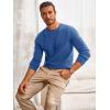 imageRuncati Mens Crewneck Sweater Casual Textured Knitted Thermal Pullover SweatersBlue Gray