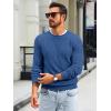 imageRuncati Mens Crewneck Sweater Casual Textured Knitted Thermal Pullover SweatersBlue Gray