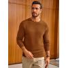 imageRuncati Mens Crewneck Sweater Casual Textured Knitted Thermal Pullover SweatersBrown