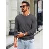 imageRuncati Mens Crewneck Sweater Casual Textured Knitted Thermal Pullover SweatersDark Gray