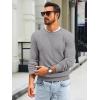 imageRuncati Mens Crewneck Sweater Casual Textured Knitted Thermal Pullover SweatersGray