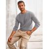 imageRuncati Mens Crewneck Sweater Casual Textured Knitted Thermal Pullover SweatersGray