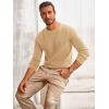 imageRuncati Mens Crewneck Sweater Casual Textured Knitted Thermal Pullover SweatersKhaki