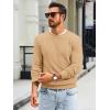 imageRuncati Mens Crewneck Sweater Casual Textured Knitted Thermal Pullover SweatersKhaki
