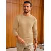 imageRuncati Mens Crewneck Sweater Casual Textured Knitted Thermal Pullover SweatersKhaki