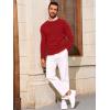 imageRuncati Mens Crewneck Sweater Casual Textured Knitted Thermal Pullover SweatersWine Red