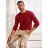 imageRuncati Mens Crewneck Sweater Casual Textured Knitted Thermal Pullover SweatersWine Red
