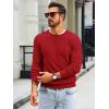 imageRuncati Mens Crewneck Sweater Casual Textured Knitted Thermal Pullover SweatersWine Red