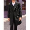imageRuncati Mens Double Breasted Trench Coat Mid Long Jacket Notched Lapel Winter Chunky Warm OvercoatBlack