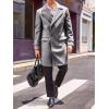 imageRuncati Mens Double Breasted Trench Coat Mid Long Jacket Notched Lapel Winter Chunky Warm OvercoatGrey