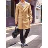 imageRuncati Mens Double Breasted Trench Coat Mid Long Jacket Notched Lapel Winter Chunky Warm OvercoatKhaki