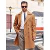imageRuncati Mens Double Breasted Trench Coat Notch Lapel Peacoat Mid Long Winter Classic OvercoatBrown