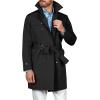 imageRuncati Mens Double Breasted Trench Coat Notched Lapel Windbreaker Jackets Causal Overcoat With BeltBlack