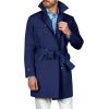 imageRuncati Mens Double Breasted Trench Coat Notched Lapel Windbreaker Jackets Causal Overcoat With BeltNavy