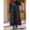 imageRuncati Mens Full Length Trench Coat Notched Lapel Long Jacket Double Breasted Classic Winter OvercoatBlack