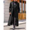 imageRuncati Mens Full Length Trench Coat Notched Lapel Long Jacket Double Breasted Classic Winter OvercoatBlack