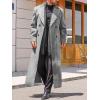 imageRuncati Mens Full Length Trench Coat Notched Lapel Long Jacket Double Breasted Classic Winter OvercoatGrey