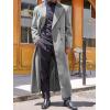 imageRuncati Mens Full Length Trench Coat Notched Lapel Long Jacket Double Breasted Classic Winter OvercoatGrey