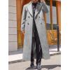 imageRuncati Mens Full Length Trench Coat Notched Lapel Long Jacket Double Breasted Classic Winter OvercoatGrey