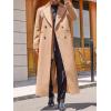 imageRuncati Mens Full Length Trench Coat Notched Lapel Long Jacket Double Breasted Classic Winter OvercoatKhaki