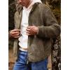 imageRuncati Mens Fuzzy Sherpa Jacket Cardigan Fleece Long Sleeve Full Zip Open Front Thermal Coat Fall Winter OutwearArmy Green