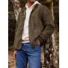 imageRuncati Mens Fuzzy Sherpa Jacket Cardigan Fleece Long Sleeve Full Zip Open Front Thermal Coat Fall Winter OutwearArmy Green