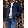 imageRuncati Mens Fuzzy Sherpa Jacket Cardigan Fleece Long Sleeve Full Zip Open Front Thermal Coat Fall Winter OutwearNavy