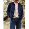 imageRuncati Mens Fuzzy Sherpa Jacket Cardigan Fleece Long Sleeve Full Zip Open Front Thermal Coat Fall Winter OutwearNavy