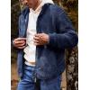 imageRuncati Mens Fuzzy Sherpa Jacket Cardigan Fleece Long Sleeve Full Zip Open Front Thermal Coat Fall Winter OutwearNavy