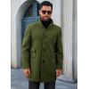 imageRuncati Mens Pea Coats Single Breasted Stand Collar Casual Slim Fit Trench Coat Mid Long Winter Overcoat with PocketsArmy Green