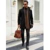 imageRuncati Mens Pea Coats Single Breasted Stand Collar Casual Slim Fit Trench Coat Mid Long Winter Overcoat with PocketsBlack