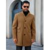 imageRuncati Mens Pea Coats Single Breasted Stand Collar Casual Slim Fit Trench Coat Mid Long Winter Overcoat with PocketsBrown