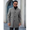 imageRuncati Mens Pea Coats Single Breasted Stand Collar Casual Slim Fit Trench Coat Mid Long Winter Overcoat with PocketsGray