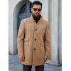 imageRuncati Mens Pea Coats Single Breasted Stand Collar Casual Slim Fit Trench Coat Mid Long Winter Overcoat with PocketsKhaki