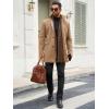 imageRuncati Mens Pea Coats Single Breasted Stand Collar Casual Slim Fit Trench Coat Mid Long Winter Overcoat with PocketsKhaki