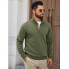 imageRuncati Mens Quarter Zip Pullover Sweater Lightweight Mock Neck Slim Fit Pullover Knit Casual Polo SweatersArmy Green