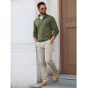 imageRuncati Mens Quarter Zip Pullover Sweater Lightweight Mock Neck Slim Fit Pullover Knit Casual Polo SweatersArmy Green