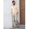 imageRuncati Mens Quarter Zip Pullover Sweater Lightweight Mock Neck Slim Fit Pullover Knit Casual Polo SweatersBeige