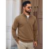 imageRuncati Mens Quarter Zip Pullover Sweater Lightweight Mock Neck Slim Fit Pullover Knit Casual Polo SweatersBrown