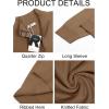 imageRuncati Mens Quarter Zip Pullover Sweater Lightweight Mock Neck Slim Fit Pullover Knit Casual Polo SweatersBrown