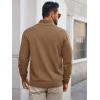 imageRuncati Mens Quarter Zip Pullover Sweater Lightweight Mock Neck Slim Fit Pullover Knit Casual Polo SweatersBrown